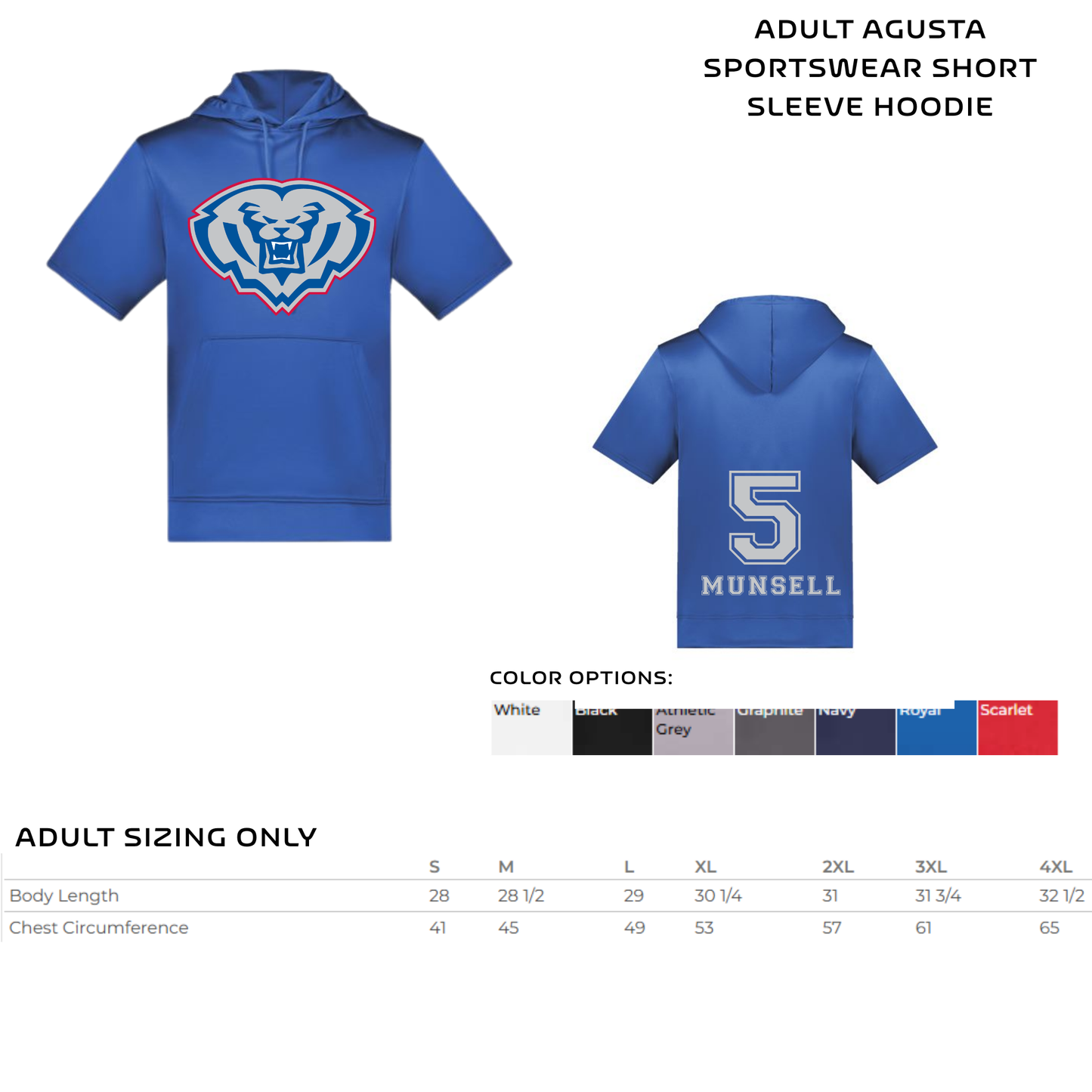 ADULT Baseball short-sleeved hoodie- HSE Design #1