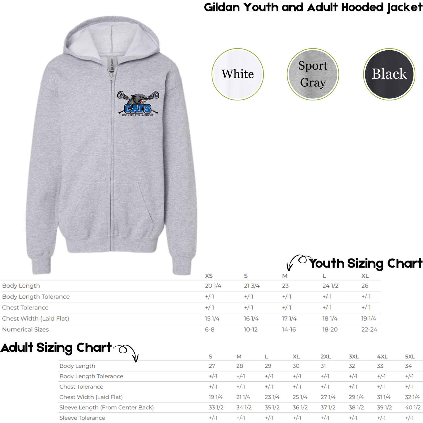 Cats Lacrosse Logo Zip up Hoodie