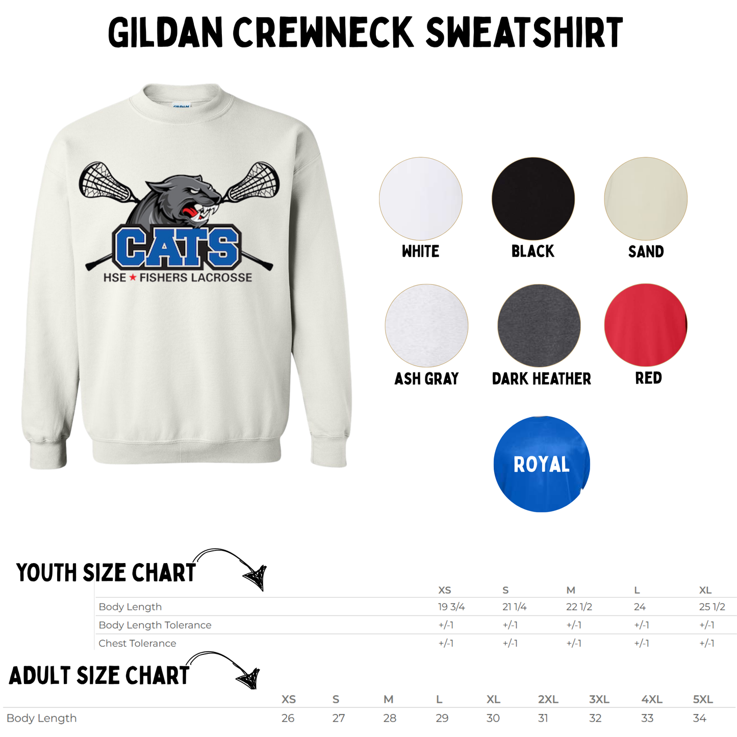 Cats Lacrosse Logo Crewneck Sweatshirt
