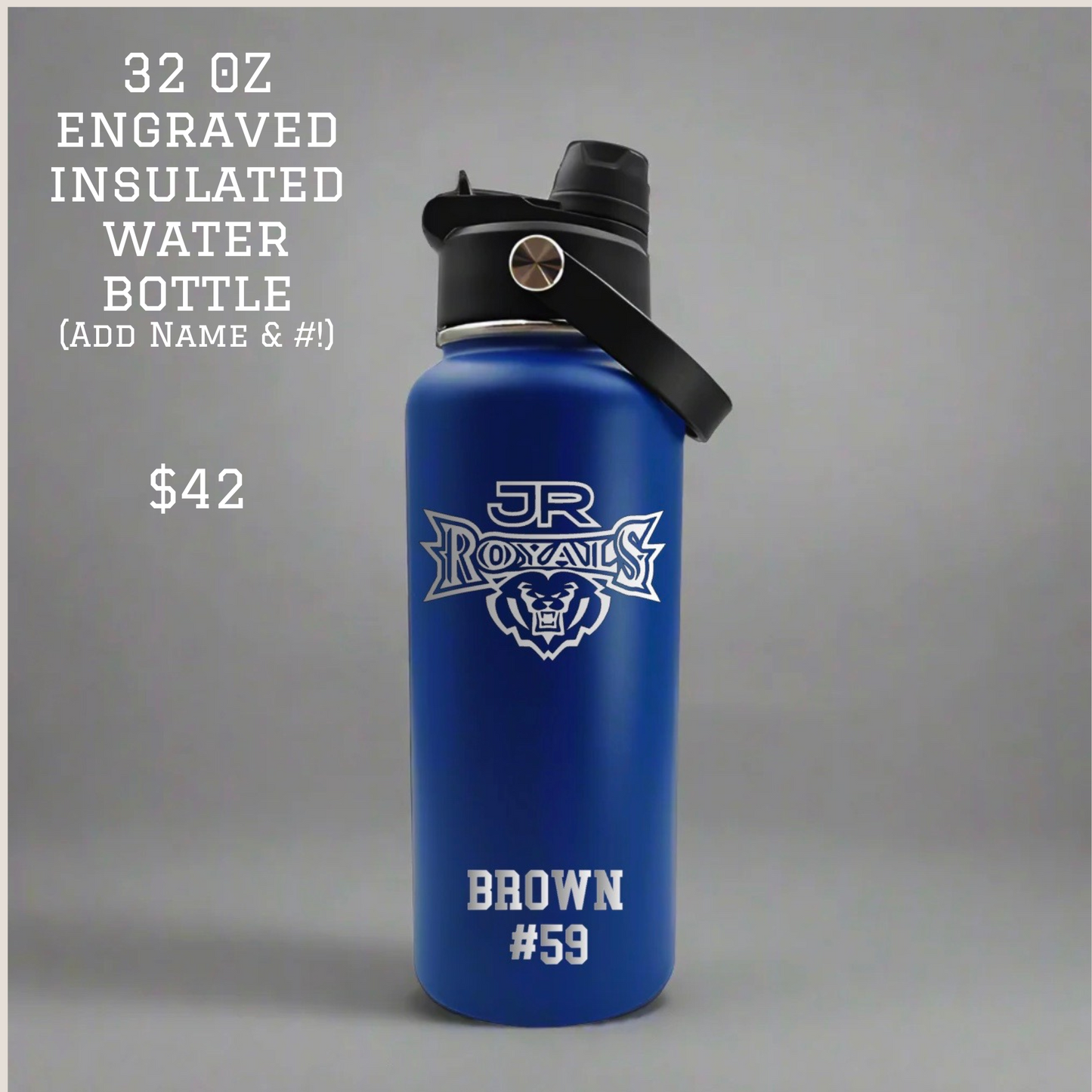 Jr. Royals 32 oz Engraved Insulated Water Bottle