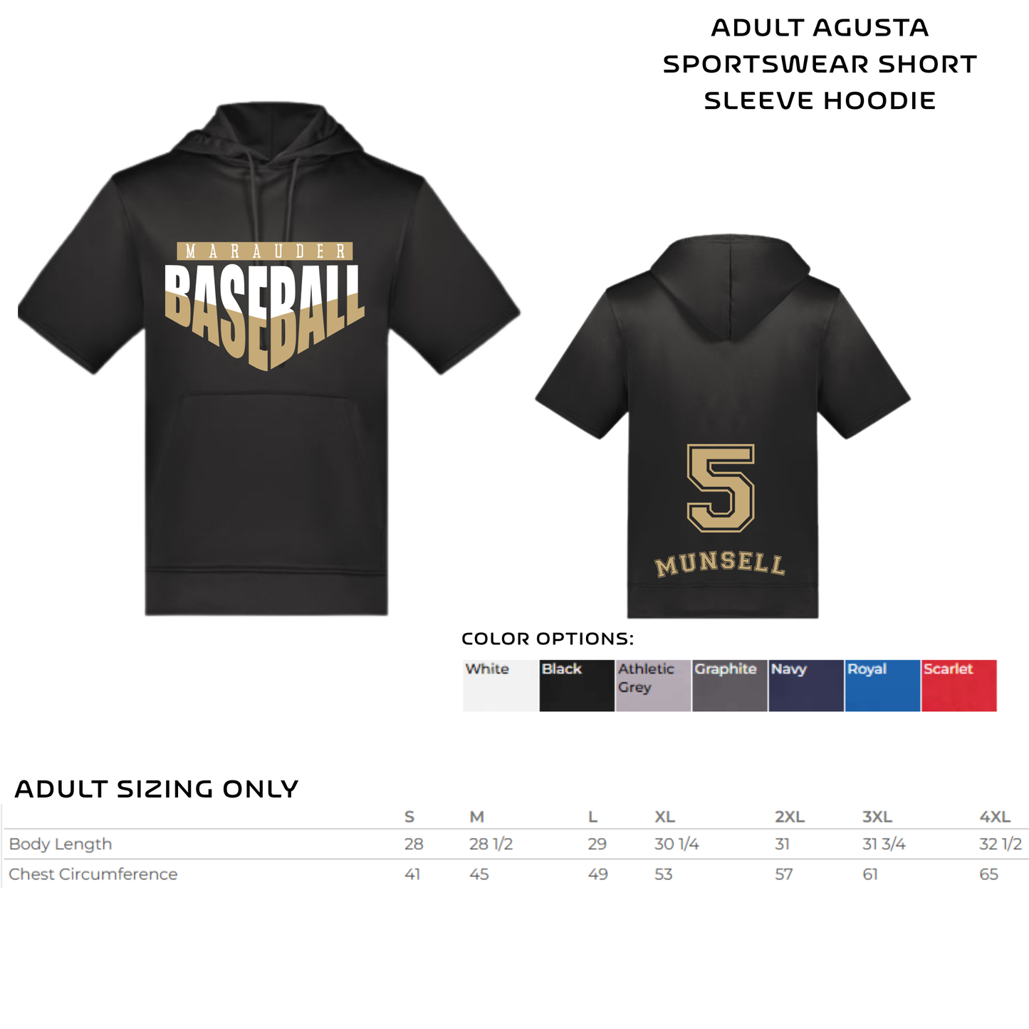 ADULT Baseball short-sleeved hoodie- DESIGN #3