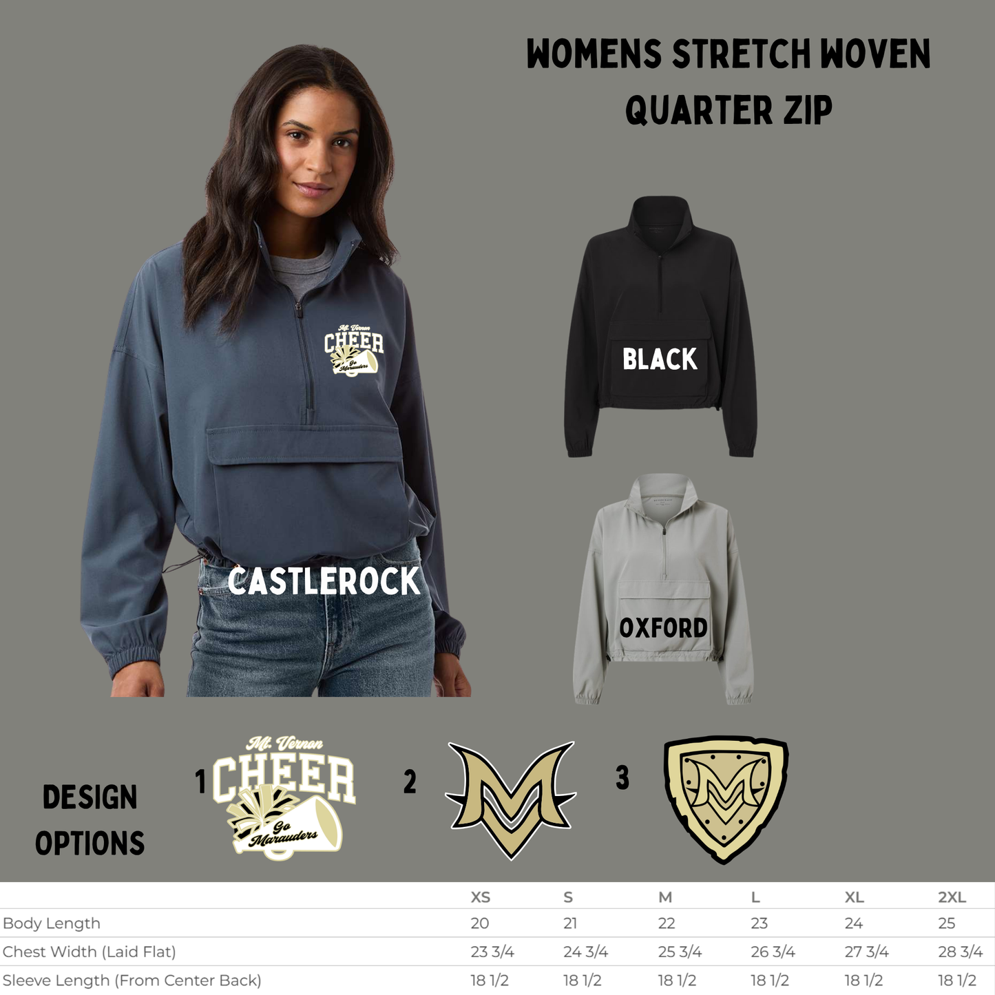 MVCheer Womens Stretch Woven Quarter Zip