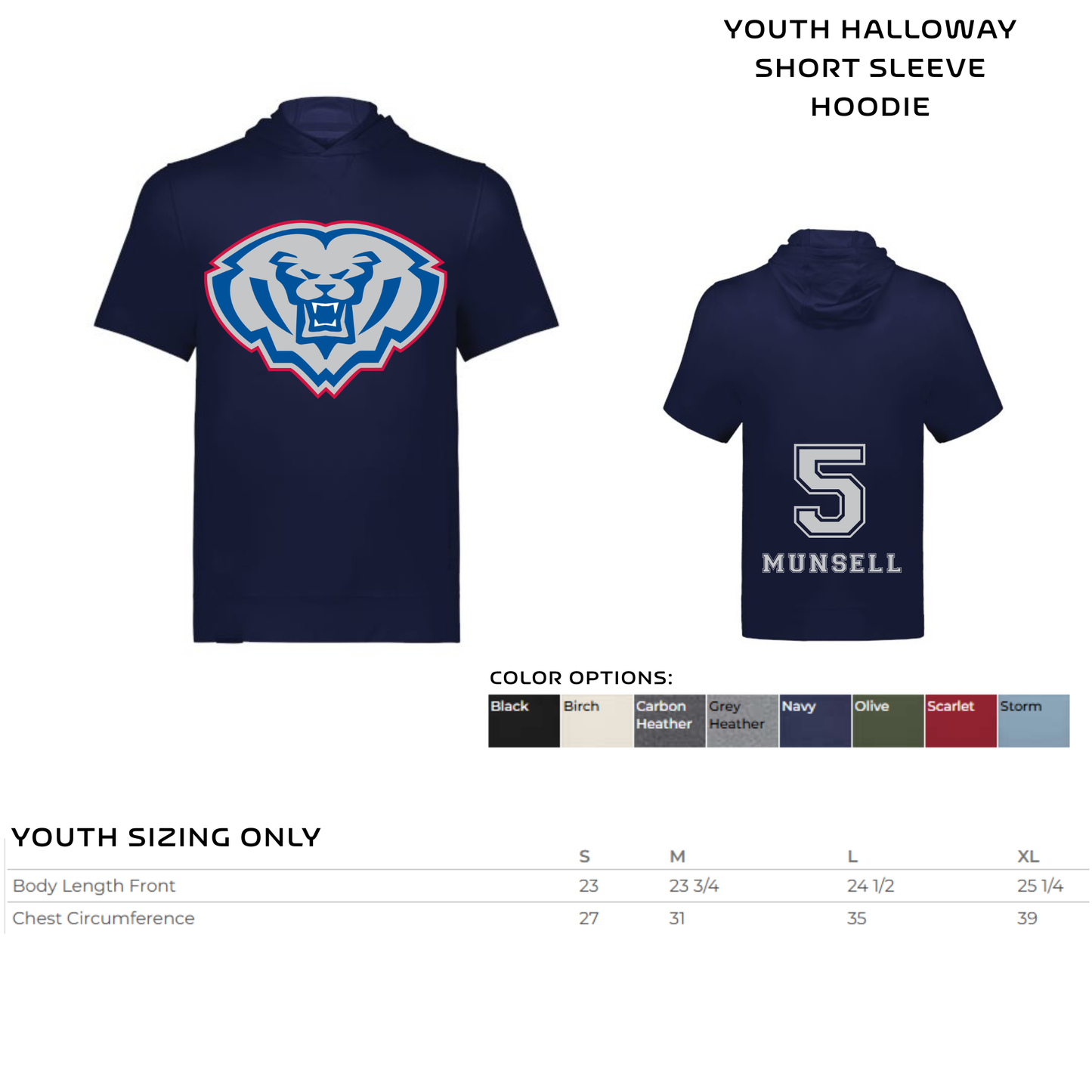 YOUTH Baseball short-sleeved hoodie- HSE #1