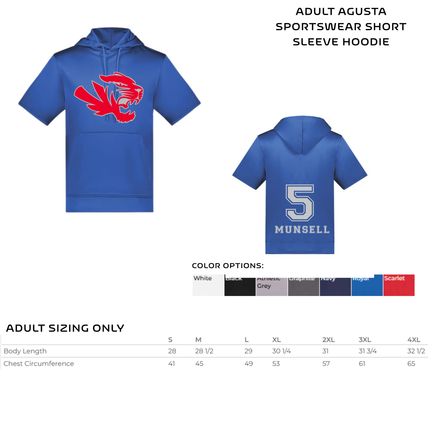 ADULT Baseball short-sleeved hoodie- Fishers Design #1