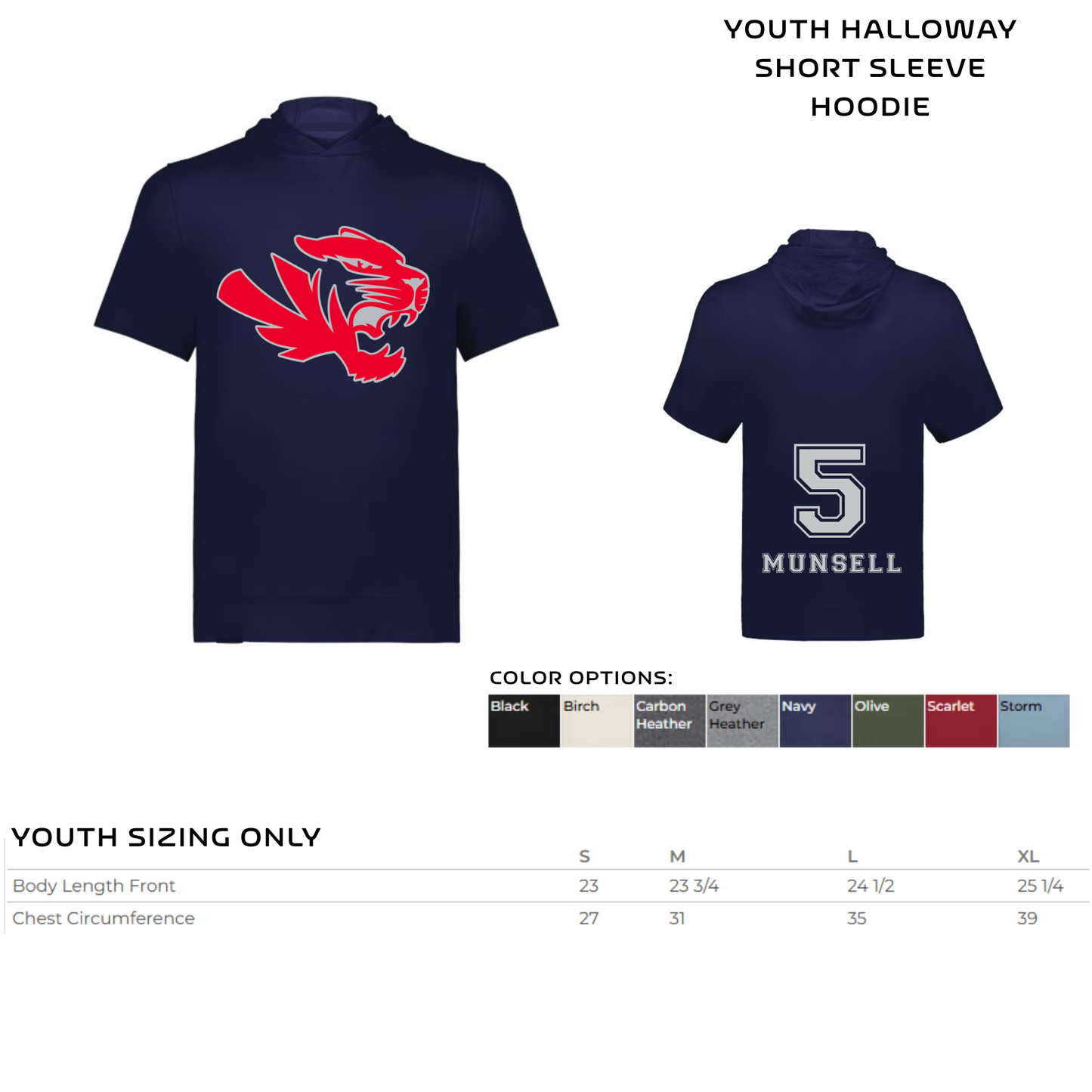 YOUTH Baseball short-sleeved hoodie- Fishers #1