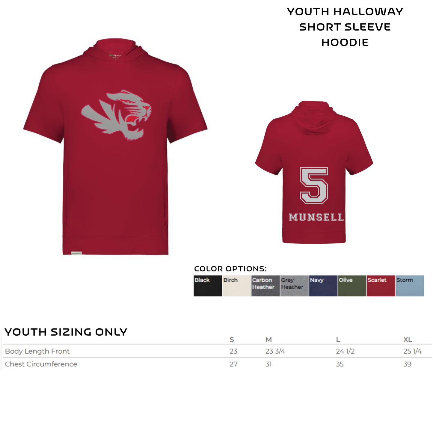 YOUTH Baseball short-sleeved hoodie- Fishers #2