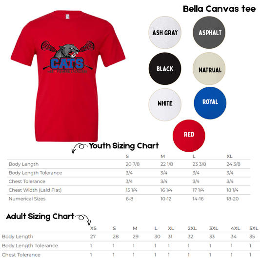 Cats Lacrosse Logo Bella Canvas T-shirt