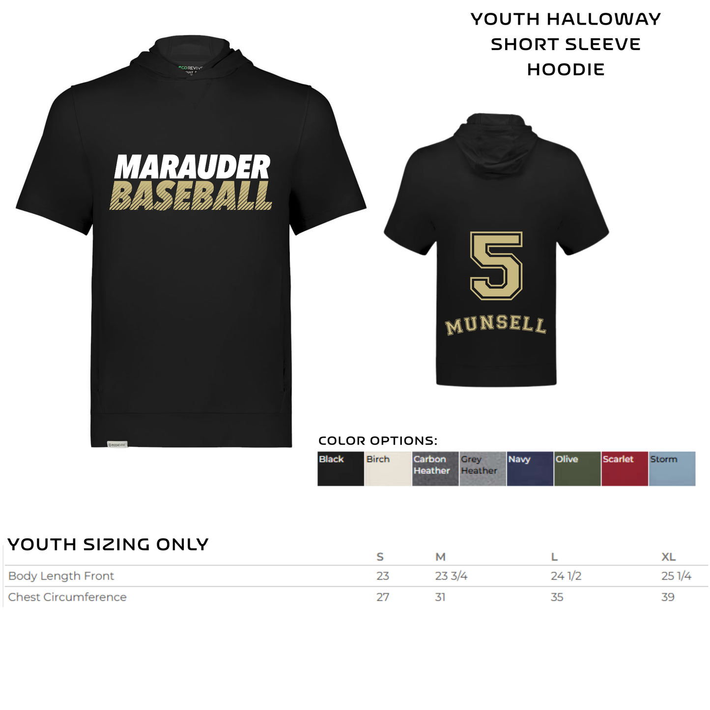 YOUTH Baseball short-sleeved hoodie- DESIGN #2