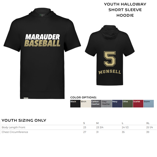 YOUTH Baseball short-sleeved hoodie- DESIGN #2