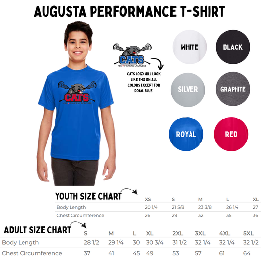 Cats Lacrosse Logo Agusta Performance (Dry Fit) Tee