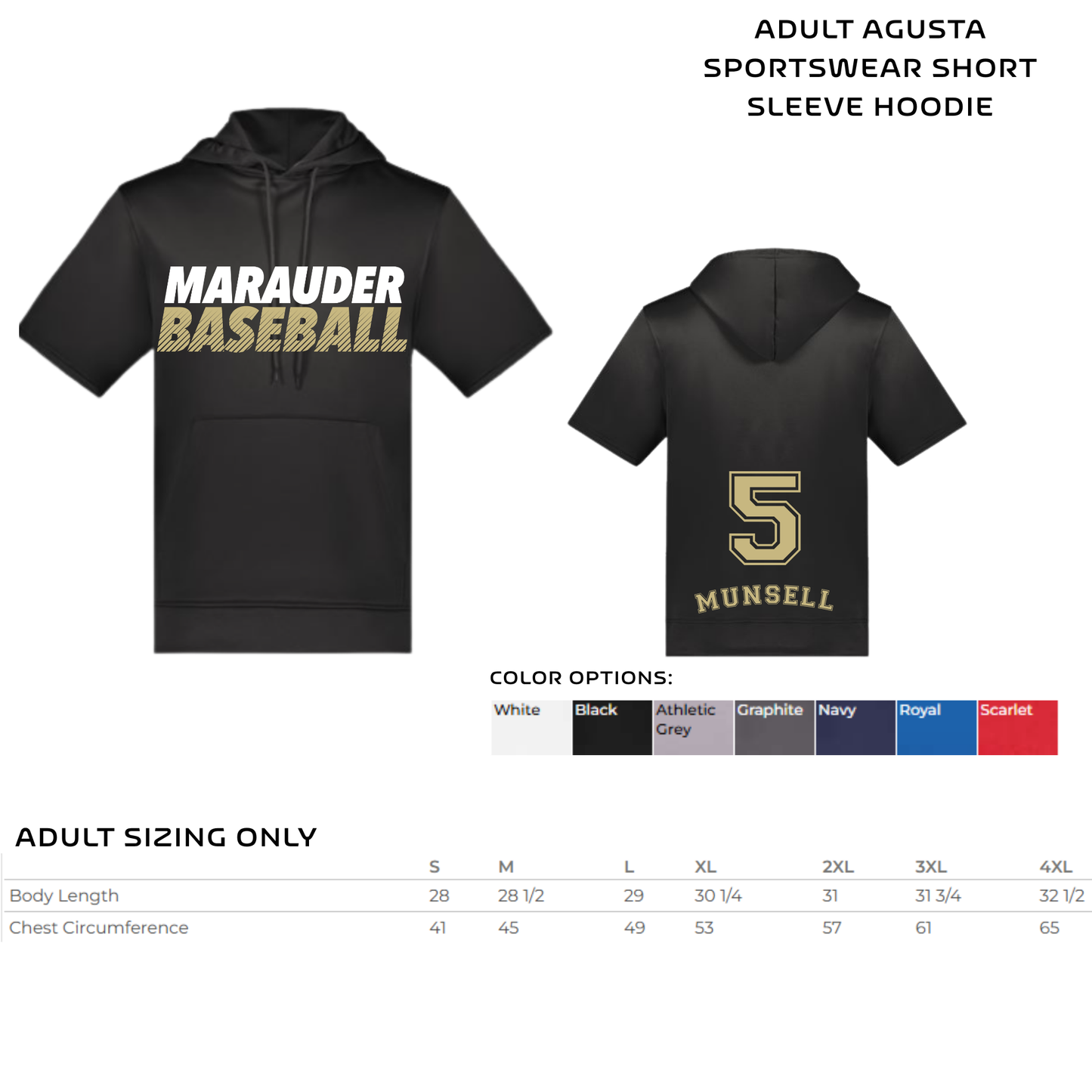 ADULT Baseball short-sleeved hoodie- DESIGN #2