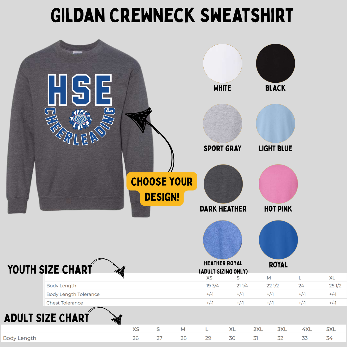 Crewneck Sweatshirt (Choose your color and design!) HSECHEER