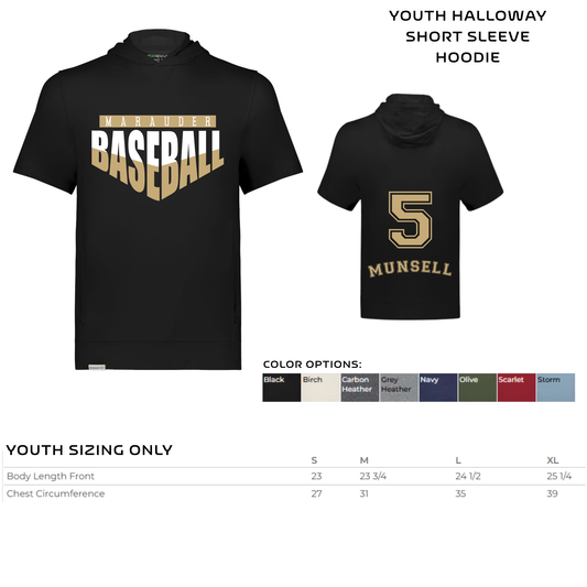 YOUTH Baseball short-sleeved hoodie- DESIGN #3