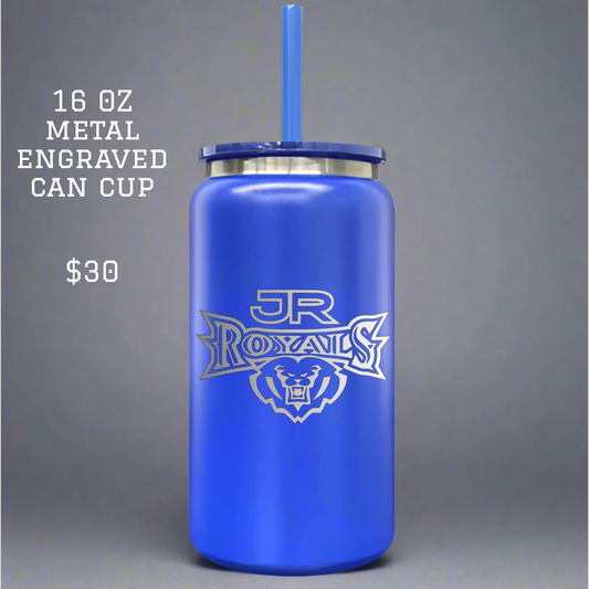 Jr. Royals 16 oz Metal Engraved Can Cup