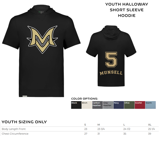 YOUTH Baseball short-sleeved hoodie- MV Logo