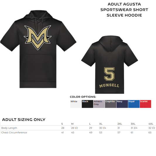 ADULT Baseball short-sleeved hoodie- MV Logo
