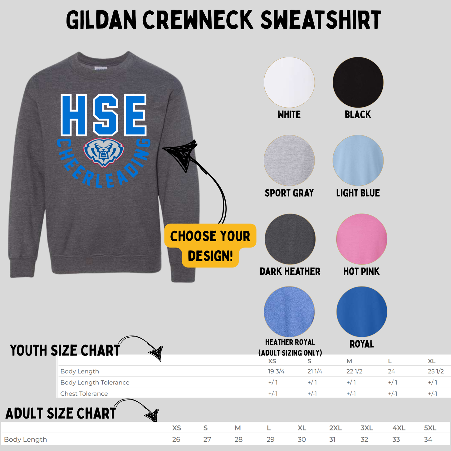 Crewneck Sweatshirt (Choose your color and design!) HSECHEER