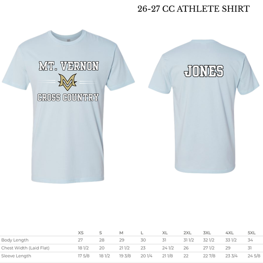 MVHSCC 26-27 ATHLETE  Cross Country Shirt