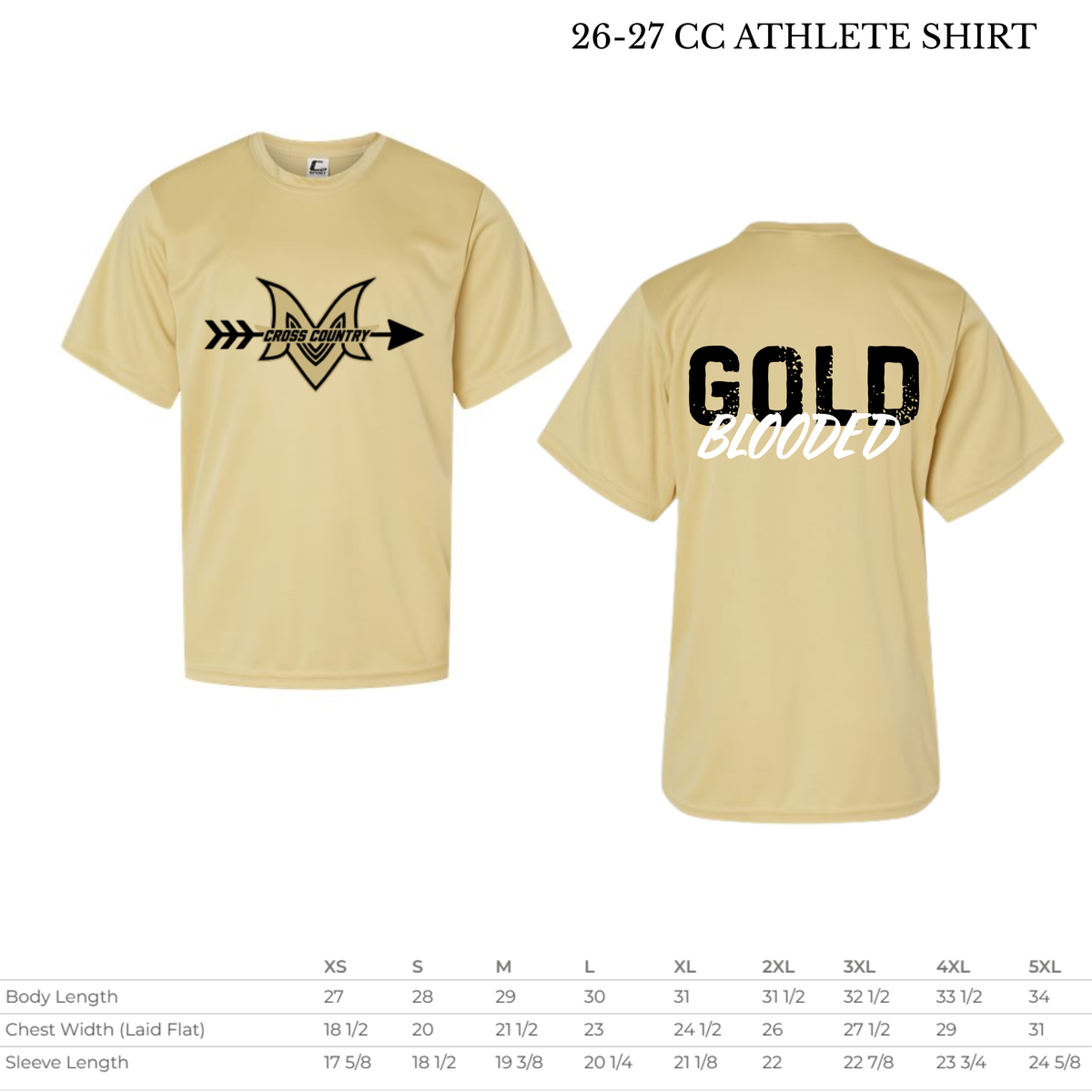 MVMSCC 26-27 Vegas Gold Cross Country Shirt