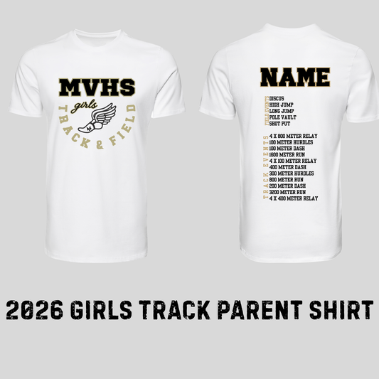 2026 Track and Field Parent Shirt WITH EVENTS ON BACK